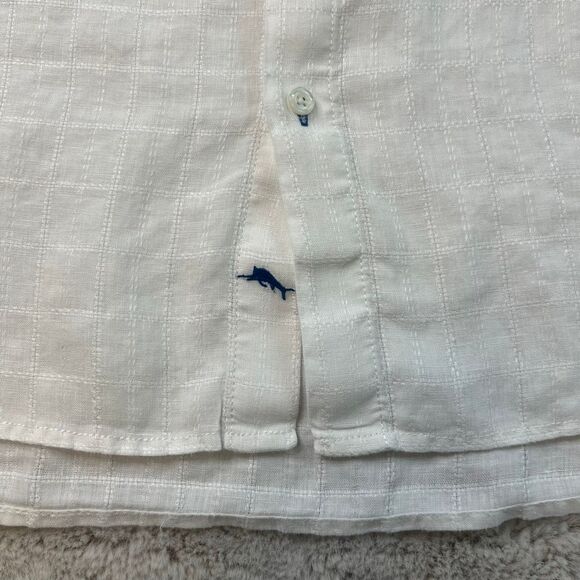 Tommy Bahama Button Up Shirt White Linen Casual Mens 3XL Short Sleeve Hawaiian - Picture 5 of 9